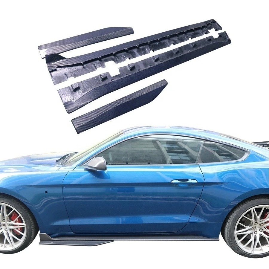 2015-2023 for  Mustang GT500 Style Body Kit New Carbon Fiber Side Skirts and Rocker Panels Bumper Type